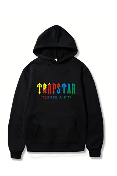 Harajuku Style Μαύρο φούτερ με στάμπα Trap, Unisex, oversized/άνετη εφαρμογή,...