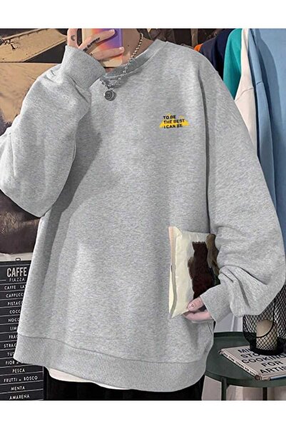 Harajuku Style Γκρι ΤΥΠΩΜΕΝΟ OVERSIZE UNISEX