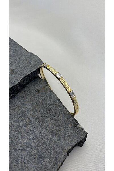 SEYAS JEWELRY ALTIN KAPLAMA ZİRKON TAŞLI BAGET DETAYLI VIP KELEPÇE GOLD