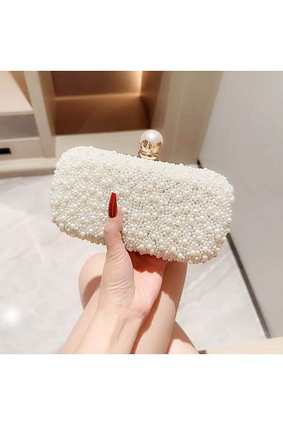 SOFILINE Geantă tip clutch ivory/auriu cu perle 1003 01