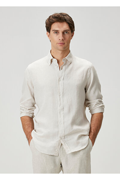 Beymen Collection Comfort Fit Taş Keten Gömlek