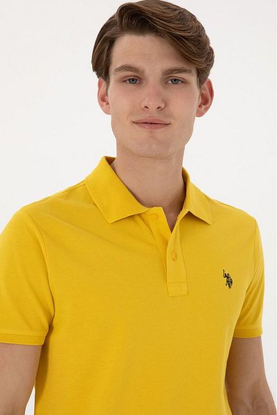 U.S. Polo Assn. Πόλο Ασν. Ανδρικό μπλουζάκι με λεπτή εφαρμογή κίτρινο Basic DMLS