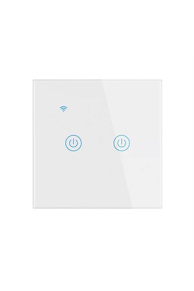 OEM Întrerupător inteligent, Wi-Fi, 10A, 2 canale, sticlă, Tuya, Smart Life, compatibil cu Amazon Alexa/Google A