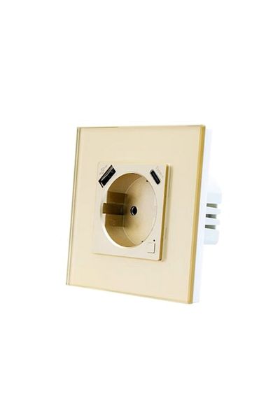 OEM Priză inteligentă, sticlă securizată, USB+USB-C, 16A, monitorizare energie, Wi-Fi, aplicație Tuya, asistență Alexa/Google