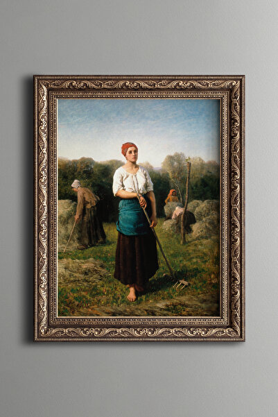 epiqart O fată cu un greblă - Cadru cu model vintage