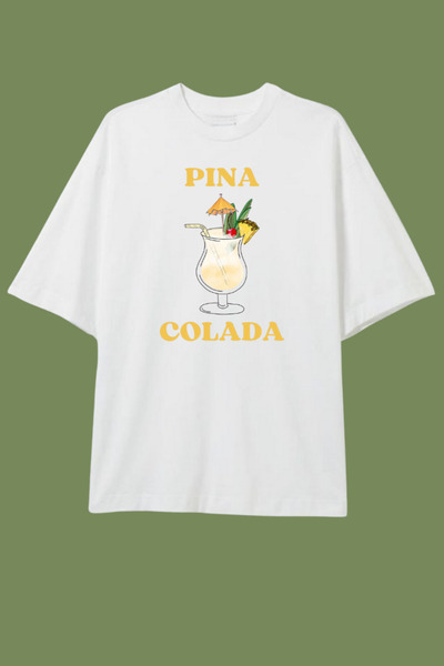 Dupe Design تي شيرت كبير الحجم مطبوع عليه بينا كولادا