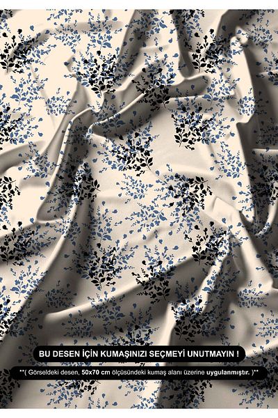DESENİX Elegant Flower Branches Digital Printing Fabric |   150X100Cm |   4 Color Options |   Vintage Floral Pattern