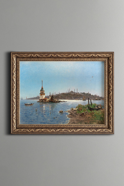 epiqart Kız Kulesi, İstanbul - Vintage Desenli Çerçeve