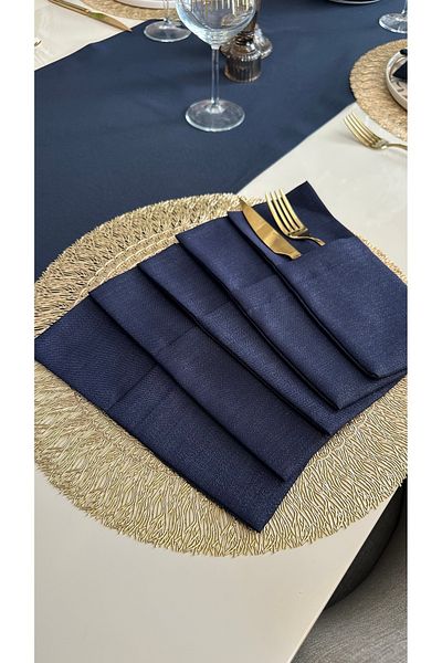 Decamor home Tacâmuri albastru bleumarin cu sclipici 6 buc