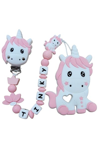 OEM Lantisor si jucarie de dentitie Unicorn Cecile Roz