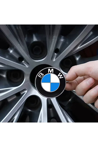 İKTUNING BMW LOGO ALÜMİNYUM GÜMÜŞ KENARLI 56 MM JANT GÖBEK STICKER