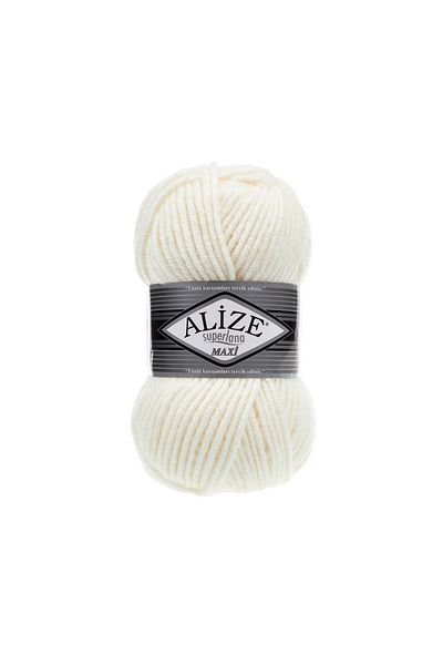Alize Superlana Maxi Hand Knitting Yarn 100g – 75% Acrylic 25% Wool – Color No: 62 - Light Cream
