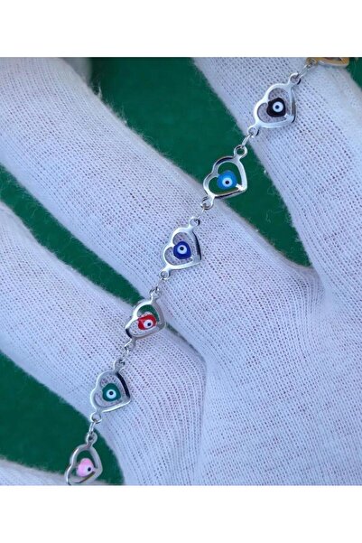 charmove ile kendinizi şımartın Silver Color Inside Evil Eye Beaded Heart Spe...