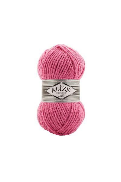 Alize Superlana Maxi Hand Knitting Yarn 100g – 75% Acrylic 25% Wool – Color No: 178 - Dark Pink