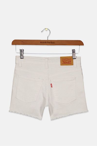 Levi's شورت قصير للفتيات الصغيرات، أبيض