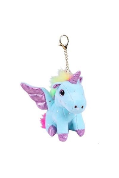 OEM Plush Toy, Unicorn, Keychain Style, Light Blue, 15 cm