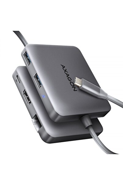 Axagon Hub USB-C 5 în 1, Axagon, 5 Gbps, HDMI 4K, Ethernet, 65 x 77 x 15 mm, 61 g, Argintiu