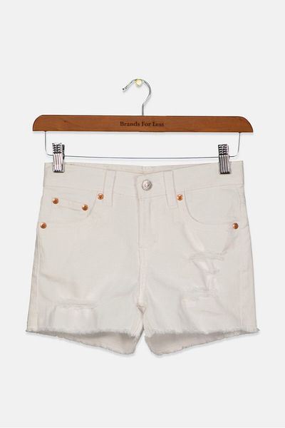 Levi's شورت قصير للفتيات الصغيرات، أبيض
