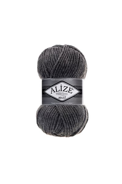 Alize Superlana Maxi Hand Knitting Yarn 100g – 75% Acrylic 25% Wool – Color No: 182 - Medium Gray Melange