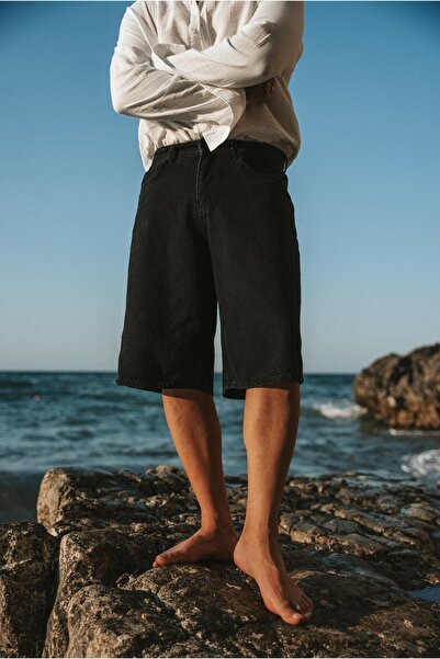 OUTFİT MAN Τζιν Σορτς Μαύρο