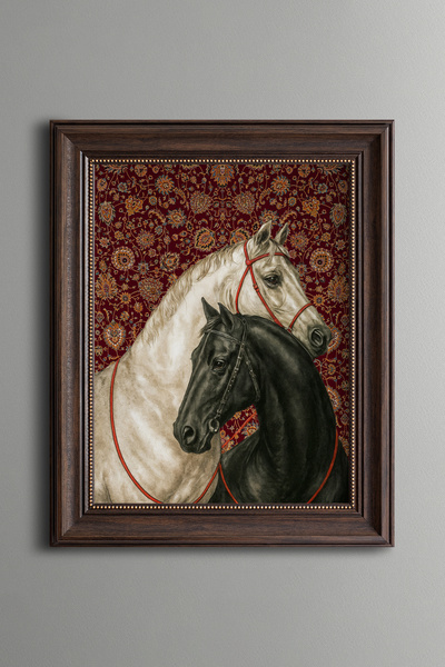 epiqart Bozkırın Atları - Vintage Desenli Çerçeve