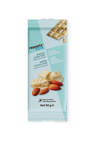 Repeats Extra Proteinli Bademli Beyaz Çoko Bar 80gr