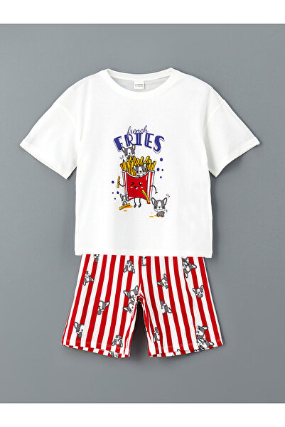 LC Waikiki Peak New Season Crew Neck Girls' Shorts Pajama Set