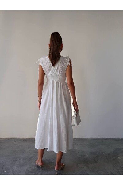 Swass Lace Detailed Buttoned Dress Ecru