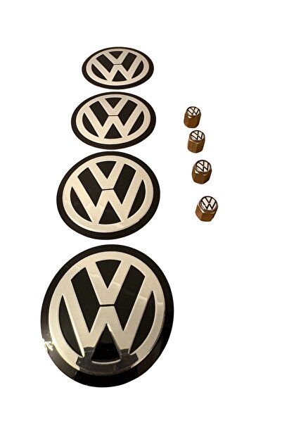 GARDENAUTO Volkswagen logo aluminum material 4 piece wheel hub and 4 piece me...