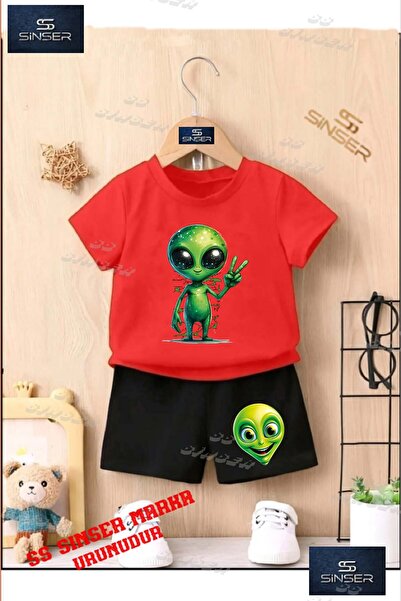 SS SİNSER تي شيرت برقبة دائرية مطبوع خصيصًا للأطفال من الجنسين "ALIEN GREEN Z...