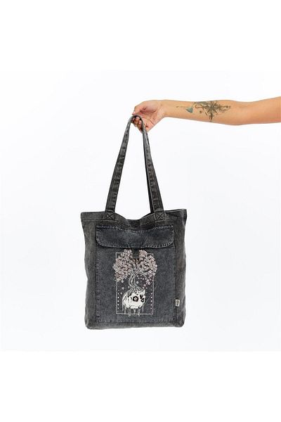 S-Ponder Rebirth Printed 100% Cotton Snap Closure Tote Bag Cloth Arm and Shoulder Bag