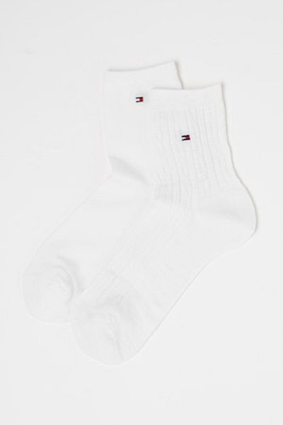 Tommy Hilfiger Set de șosete lungi cu model împletit - 2 perechi, albe, 35-38
