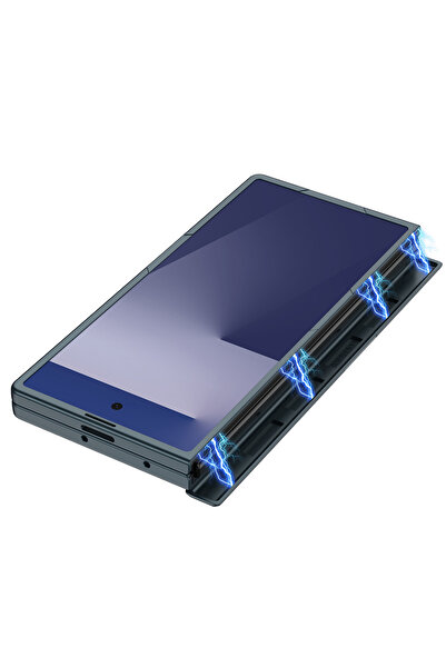 m.tk moveteck Samsung Galaxy Z Fold 7 Kılıf L Standlı Kamera Korumalı Kıpta Titanyum Renkli PC Kapak