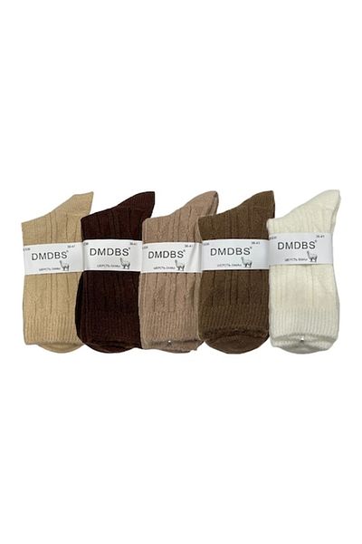 Liz Line Set de cinci șosete de damă, lână alpaca, bej și maro, mărimea 36-40