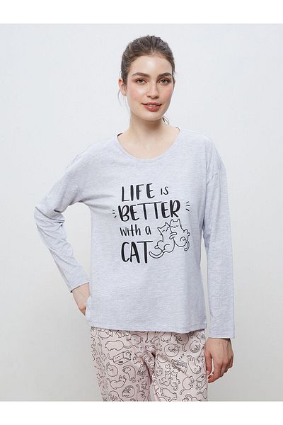 LC Waikiki Set de pijamale pentru damă cu imprimeu cu gât rotund
