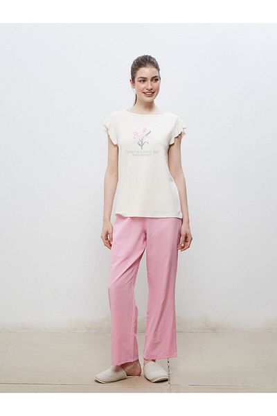 LC Waikiki Crew Neck Printed Women's Pajamas Set