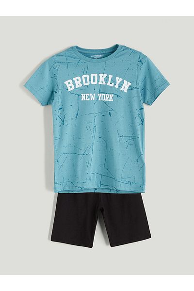 LC Waikiki Set de pijamale pentru băiat cu imprimeu New York cu decolteu crew