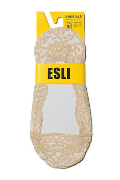 Esli Invisible Women's Socks with Laced Pattern, IS002, Beige, 36-39