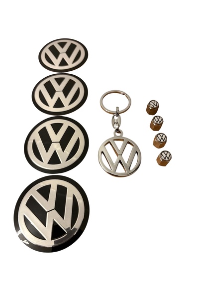GARDENAUTO Volkswagen Logolu 4 Pieces Wheel Hub 4 Pieces Metal Valve Caps 1 P...