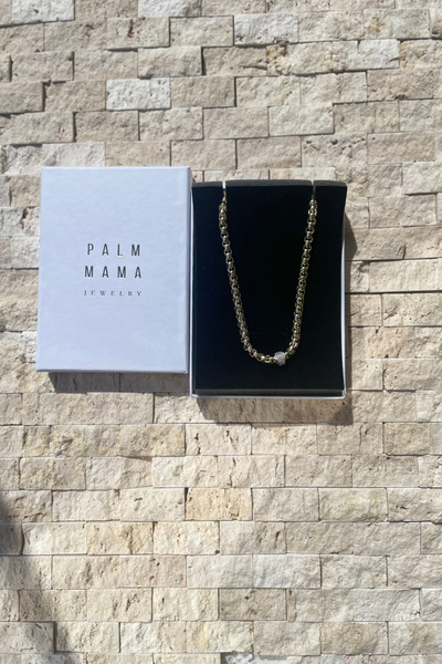 PALM MAMA JEWELRY Bohem Şık Kalın Halka Model 14K Gold Renk VIP Zirkon Taşlı Kolye