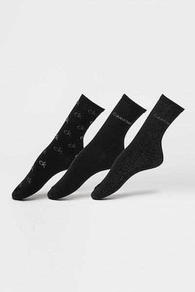 Calvin Klein , Set of logo-patterned socks - 3 pairs, Black, Faded black, One Size