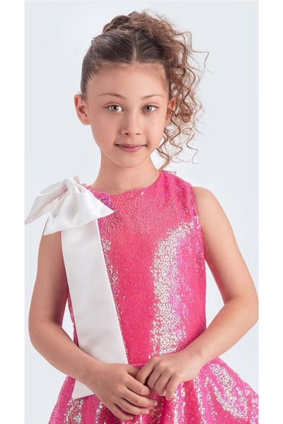 s.t. sebat tekstil Αμάνικο κοριτσίστικο πάρτι φόρεμα με παγιέτες SB702