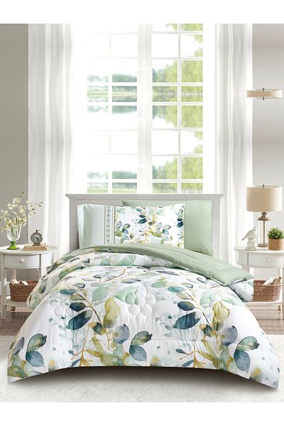 Donetella 4-Piece Digital Print Comforter Set – Twin Size 170x230 cm, Soft Microfiber Bedding Set.