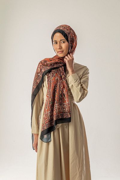FLEUR SOİE Copper Ethnic Pattern Janjan Shal