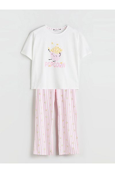 LC Waikiki Set de pijamale pentru damă cu imprimeu cu gât rotund
