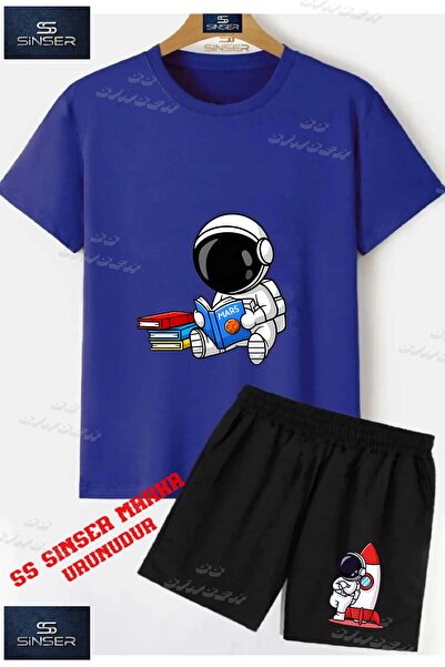 SS SİNSER Children's Unisex “Astronaut Reading Book“ Special Printed Crew Nec...
