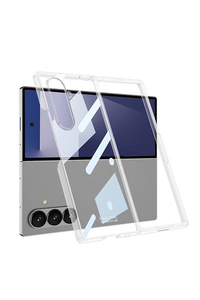 m.tk moveteck Samsung Galaxy Z Fold 7 Case Back Transparent Glass Edges Metallic Colorful Inlaid Titanium Gkk Cover