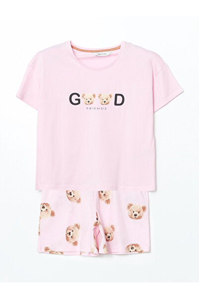 LC Waikiki Ayı Teddy Baskılı Kadın Şortlu Pijama Takımı