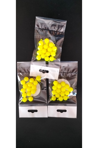Storm 3 Paket 12 mm Kulplu Neon Sarı Sazan Boncuk