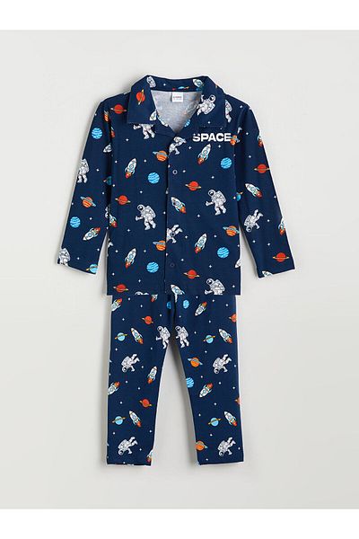 LC Waikiki Set pijamale băieți cu guler cămașă